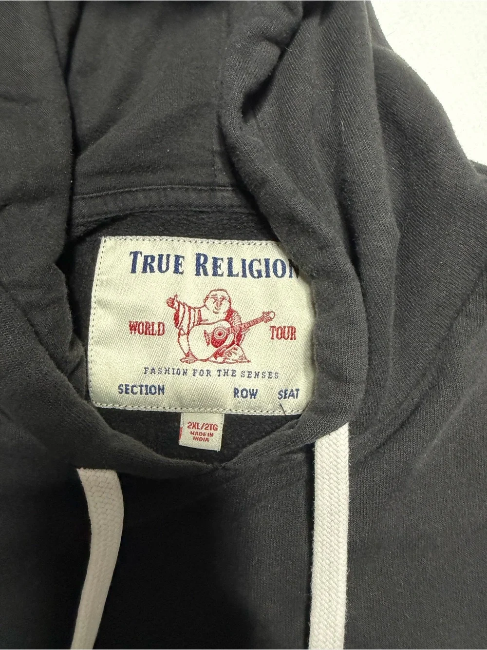 True Religion Black Hoodie with White Sleeve Logos